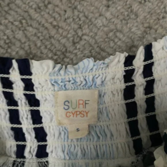 Surf Gypsy Stripe Ruffle Hem Skirt Swim Cover - Up in Blue - Picture 4 of 4